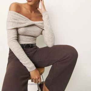 Off-Shoulder Beige Sweater